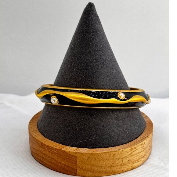 Vintage Gold/Black Bangle Bracelet - Picture 1 of 6